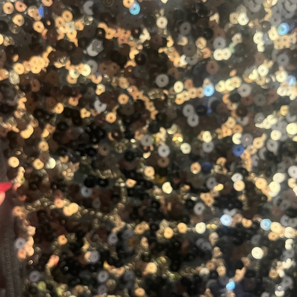 Black and Gold Sequin Bomber Jacket - Picture 4 of 8